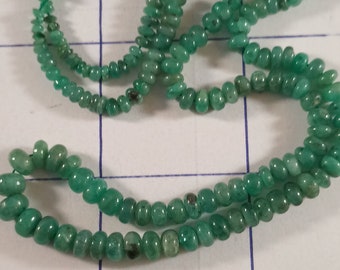 One only Emerald string necklace   smooth  donut tapered string beads