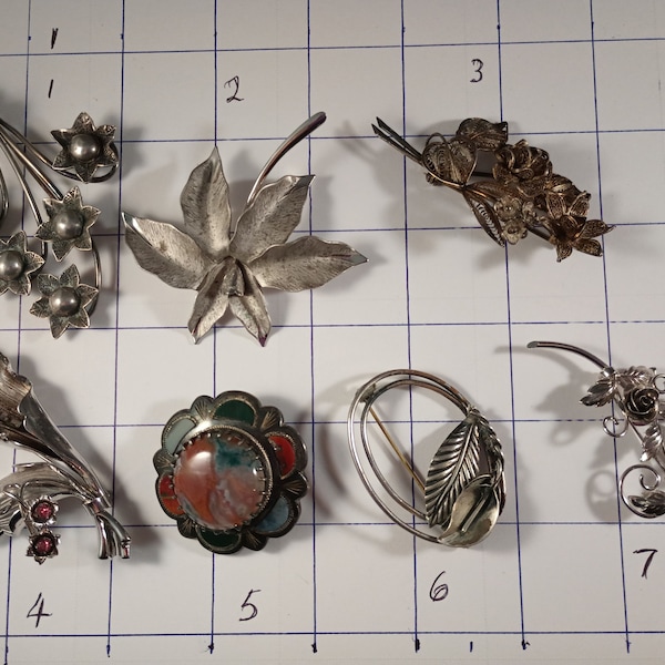 Vintage sterling .925 brooches  bond boyd and others sold individually #1,4,5,7 sold