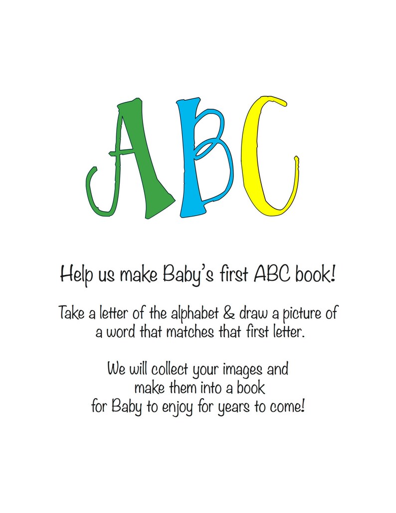 Instant Baby Shower Activity Abc Book Image 0