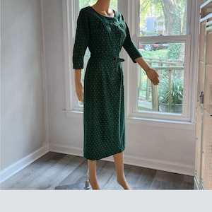 One of a Kind Late 50s Rockabilly Vintage Repro Green Wiggle Dress - Sz Small (12)