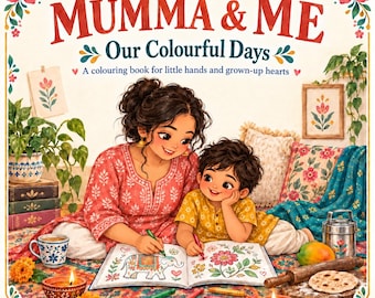 Libro para colorear de mamá e hijo en PDF / Imprimible de inspiración india / 20 páginas para colorear / Mamá y yo