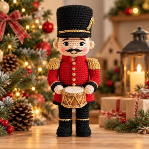 Haakpatroon voor een notenkraker (PDF), kerstsoldaatje (amigurumi), handgemaakte kerstdecoratie, zelfgemaakt haakspeelgoed, direct te downloaden.