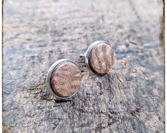 Wooden stud earrings, Mens earrings stud, Wooden earrings, Men's jewelry, Round wooden earrings for men, Stainless steel earrings, Mens gift