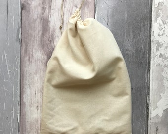 Unbleached Cotton Drawstring Bag, Small