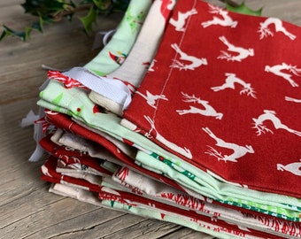 Christmas Drawstring Bag Bundles - Reindeers, Robins, Elves, Trees