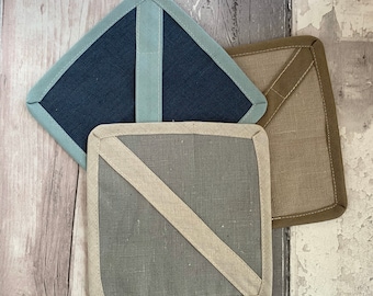 Linen Wash/Shower Pad with Hand Loop - Natural Linen