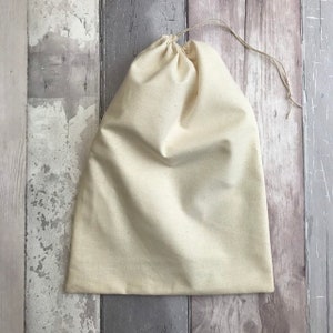Unbleached Cotton Drawstring Bag - Large