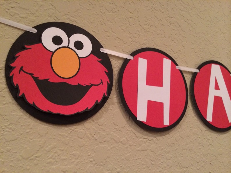 Elmo Birthday Banner. Happy Birthday. Sesame Street Decoration Etsy