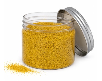Golden Saffron Quartz Sand, Hand-Tinted Yellow Decorative Filler (4.4 oz)