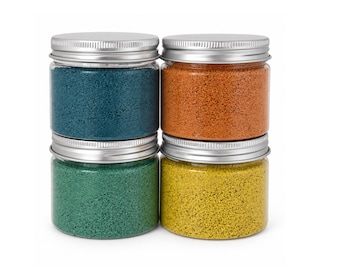 Hand-Dyed Quartz Sand Set, Tropical Lagoon Colors, Sand Art Kit (4 Jars)