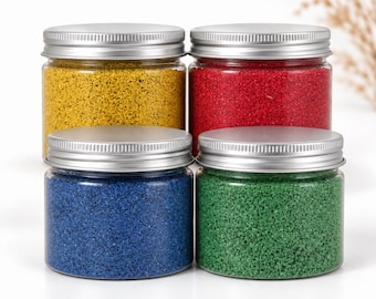 Hand-Dyed Quartz Sand Set, Primary Colors, Sand Art Kit (4 Jars)