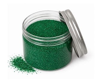 Hand-Tinted Emerald Green Quartz Sand, 4.4 oz Jar, Vase Filler, Holiday Decor