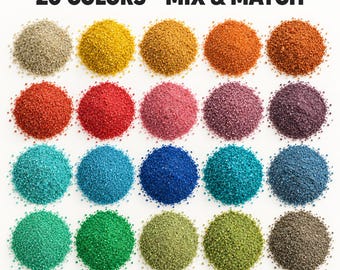 Hand-Tinted Quartz Sand, 20 Colors, Natural Decorative Filler (4.4 oz)
