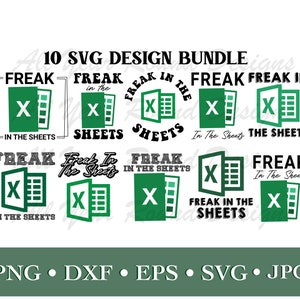 Freak In The Sheets SVG PNG DXF Eps Jpg Bundle of 10 Designs, Excel Design For Cricut, Silhouette, Sublimation T-Shirt, Instant Download image 1