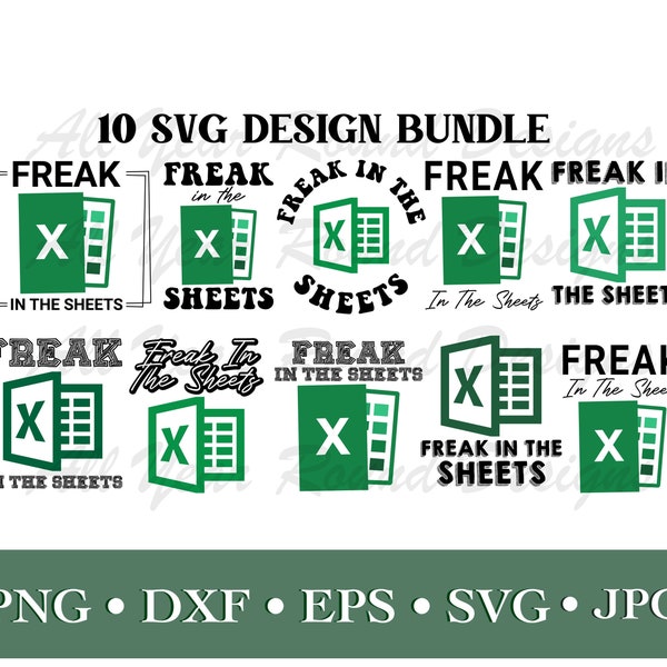 Freak In The Sheets SVG PNG DXF Eps Jpg Bundle von 10 Designs, Excel Design für Cricut, Silhouette, Sublimation T-Shirt, Instant Download