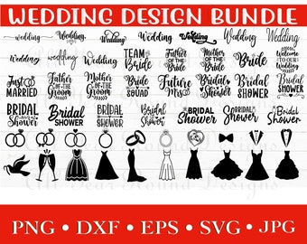 Wedding SVG PNG DXF Eps Jpg File Bundle, Bride Wedding Day Cut Files For Cricut, Silhouette, Sublimation T-Shirt Design, Instant Download