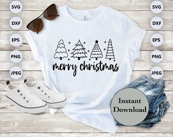 Merry Christmas SVG DXF PNG Eps Jpg File, Christmas Cut Files For Cricut, Silhouette, Scan N Cut, Diy T-Shirt