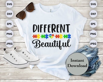 Autism Awareness Day/Month SVG PNG Jpg DXF Eps Files, Different Beautiful Autism Cut File For Cricut, Silhouette, Sublimation Shirt