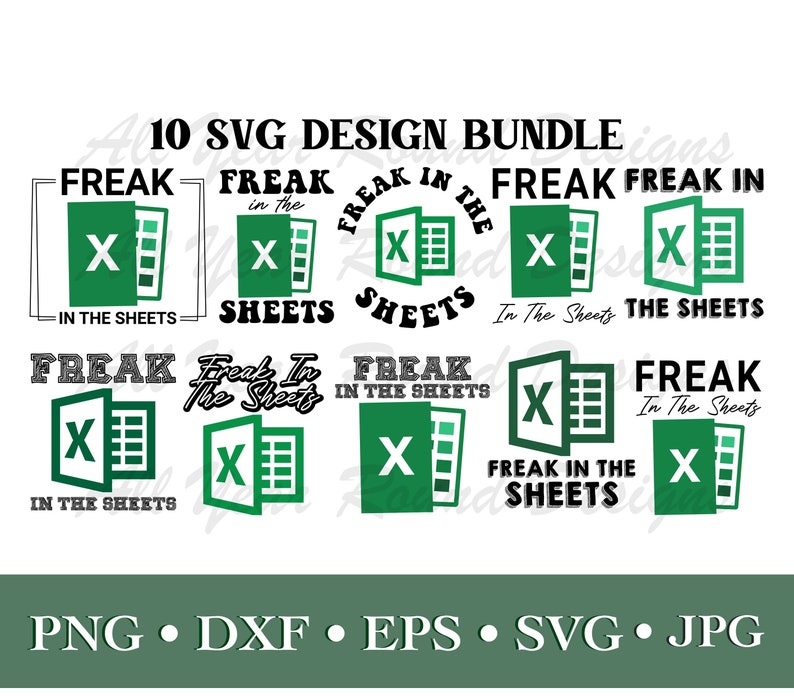 Freak In The Sheets SVG PNG DXF Eps Jpg Bundle of 10 Designs, Excel Design For Cricut, Silhouette, Sublimation T-Shirt, Instant Download image 1