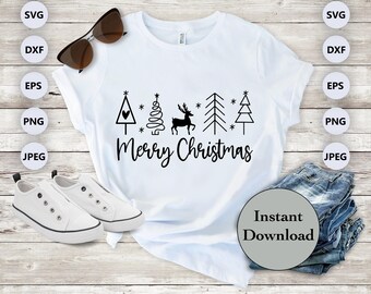 Merry Christmas SVG DXF PNG Eps Jpg File, Christmas Cut Files For Cricut, Silhouette, Scan N Cut, Diy T-Shirt