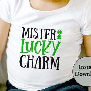 St Patricks Day Kids SVG PNG DXF Eps Jpg Design File, Mister Lucky Charm Cut File For Cricut, Cameo, Sublimation Diy T-Shirt