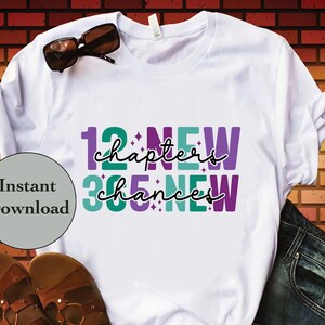 12 nieuwe hoofdstukken 365 nieuwe kansen SVG DXF PNG Eps Jpg-bestand, gelukkig Nieuwjaar 2025 gesneden bestanden voor Cricut, Silhouette, Scan N Cut, doe-het-zelf T-shirt