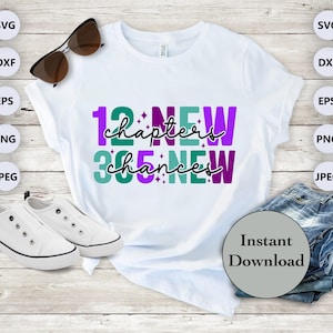 12 nieuwe hoofdstukken 365 nieuwe kansen SVG DXF PNG Eps Jpg-bestand, gelukkig Nieuwjaar 2025 gesneden bestanden voor Cricut, Silhouette, Scan N Cut, doe-het-zelf T-shirt