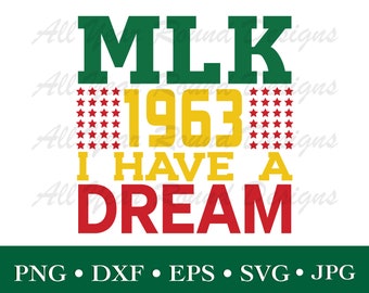 MLK SVG PNG Dxf Eps Jpg File, Martin Luther King Jr Cutting Files For Cricut, Silhouette and Sublimation T-Shirt Design