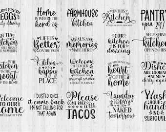 Farmhouse SVG PNG DXF Eps Jpg File Bundle of 20, Kitchen Signs Home Decor For Cricut, Silhouette, Sublimation, Home Sweet Home Signs