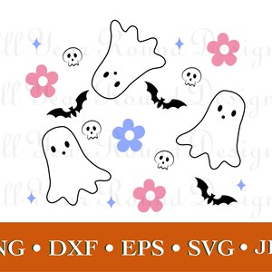 Cute Ghost SVG PNG DXF Eps Jpg File, Halloween Ghost Cut File For Cricut, Silhouette, Sublimation T-Shirt, Instant Download