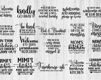 Farmhouse SVG PNG DXF Eps Jpg File Bundle of 20, Kitchen Signs Home Decor For Cricut, Silhouette, Sublimation, Home Sweet Home Signs