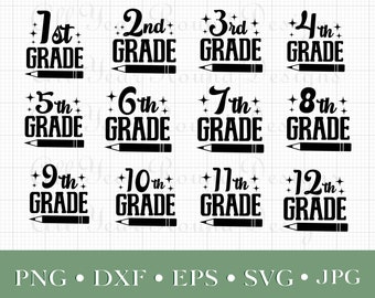 Grad SVG PNG DXF Eps Jpg Datei-Bundle, 1.-12.Grad Schnittdateien für Cricut, Silhouette, Sublimation Diy T-Shirt Design, sofortiger Download