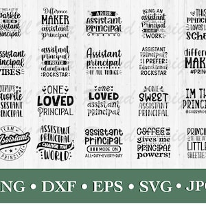 Asystent Dyrektora SVG PNG DXF Eps Jpg Plik Pakiet, Asystent Dyrektora Nauczyciela Szkoły Pliki Do Cięcia Dla Cricut i Silhouette, Projekt Koszulki