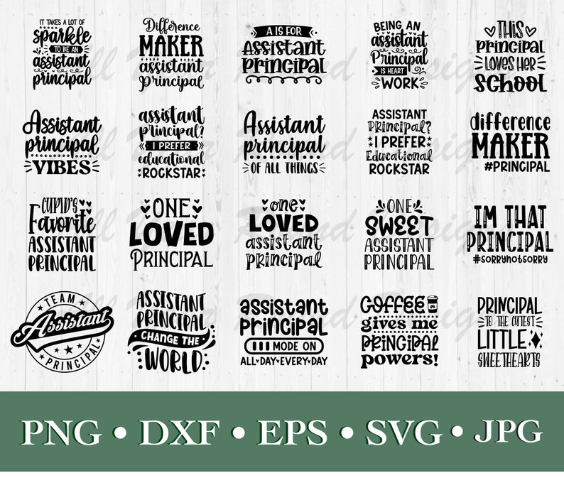 Assistant Principal SVG PNG DXF Eps Jpg File Bundle, Asst Principal Teacher School Cutting Files For Cricut and Silhouette, T-Shirt Design image 1