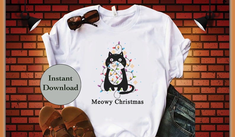 Meowy Christmas SVG DXF PNG Eps Jpg File, Cat Christmas Holiday Cut ...