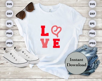 Valentine SVG PNG DXF Eps Jpg File Bundle, Valentines Day Cut Files For Cricut, Silhouette, Sublimation Diy T-Shirt Design, Instant Download