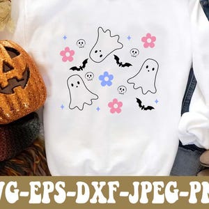 Cute Ghost SVG PNG DXF Eps Jpg File, Halloween Ghost Cut File For Cricut, Silhouette, Sublimation T-Shirt, Instant Download