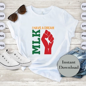 MLK SVG PNG Dxf Eps Jpg Datei, Martin Luther King Jr Schneidedateien für Cricut, Silhouette und Sublimation T-Shirt Design