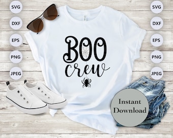 Boo Crew SVG PNG DXF Eps Jpg File, Halloween Spooky Clip Art Design For Cricut, Silhouette, Sublimation T-Shirt, Instant Download