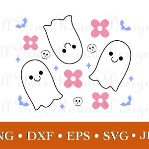 Cute Ghost SVG PNG DXF Eps Jpg File, Halloween Ghost Cut File For Cricut, Silhouette, Sublimation T-Shirt, Instant Download