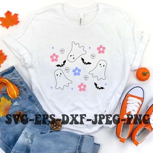 Cute Ghost SVG PNG DXF Eps Jpg File, Halloween Ghost Cut File For Cricut, Silhouette, Sublimation T-Shirt, Instant Download
