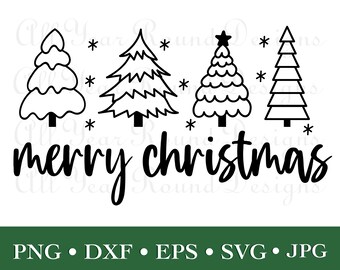 Merry Christmas SVG DXF PNG Eps Jpg File, Christmas Cut Files For Cricut, Silhouette, Scan N Cut, Diy T-Shirt