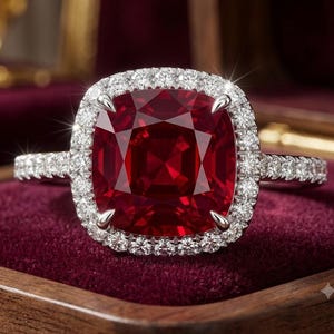 Naturlig rubin- och diamantring (2,85 ct, IGL-certifierad) 14 karat vitt guld