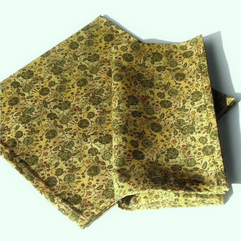 Green Floral Cloth Napkins//Floral Vine Napkins//Set of 2 Etsy