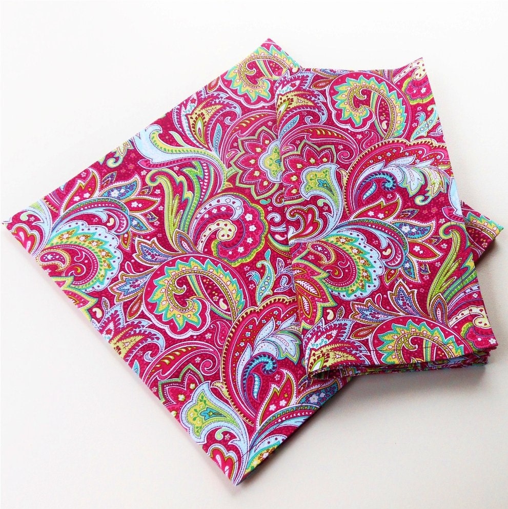 Fuchsia Paisley Napkins//Cloth Napkins//Set of 2 Etsy
