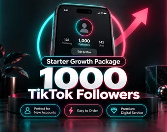 1,000 TikTok Followers Growth Package, Social Media Promotion   (Digital Service)