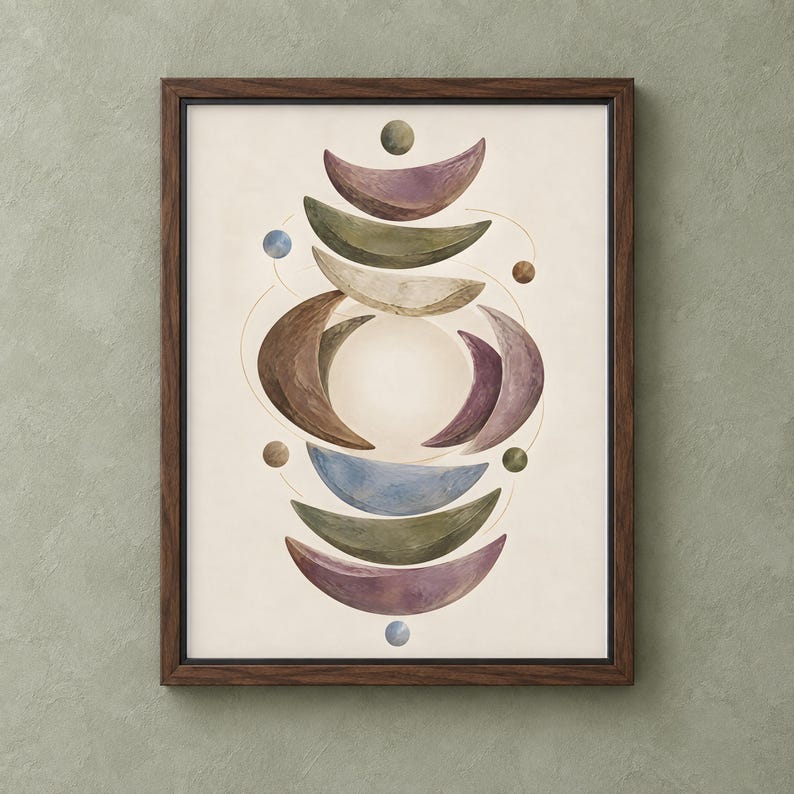 Very Abstract Shape Gouache Crescent Slab Abstract Shapes Plum Moss Wall Art Poster ...