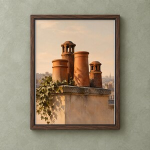 Rooftop Chimney Pots Editorial Pot Architectural Wall Art Poster & Canvas