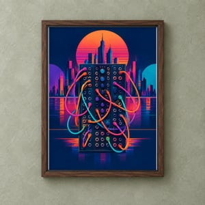 Synth Cords Patch Panel Music Abstract Wall Art Poster & Canvas