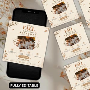 Fall Mini Session Template,Editable Photography Marketing Flyer,Autumn Photo Session,Digital Download,DIY Text